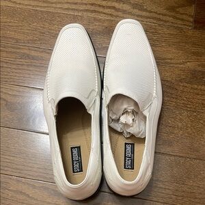 NEW Stacy Adams Men's Classic White Slip-On Loafers 10.5M